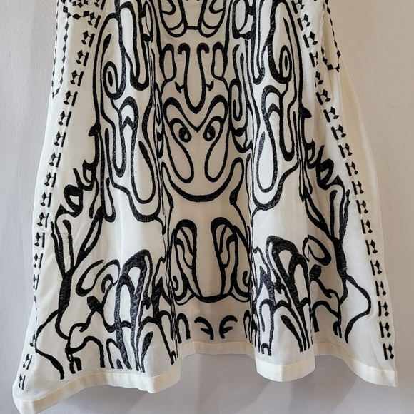 MARC JACOBS White Black Embroidered Silk A-Line Dress 4 Cocktail Formal Designer - Picture 3 of 10